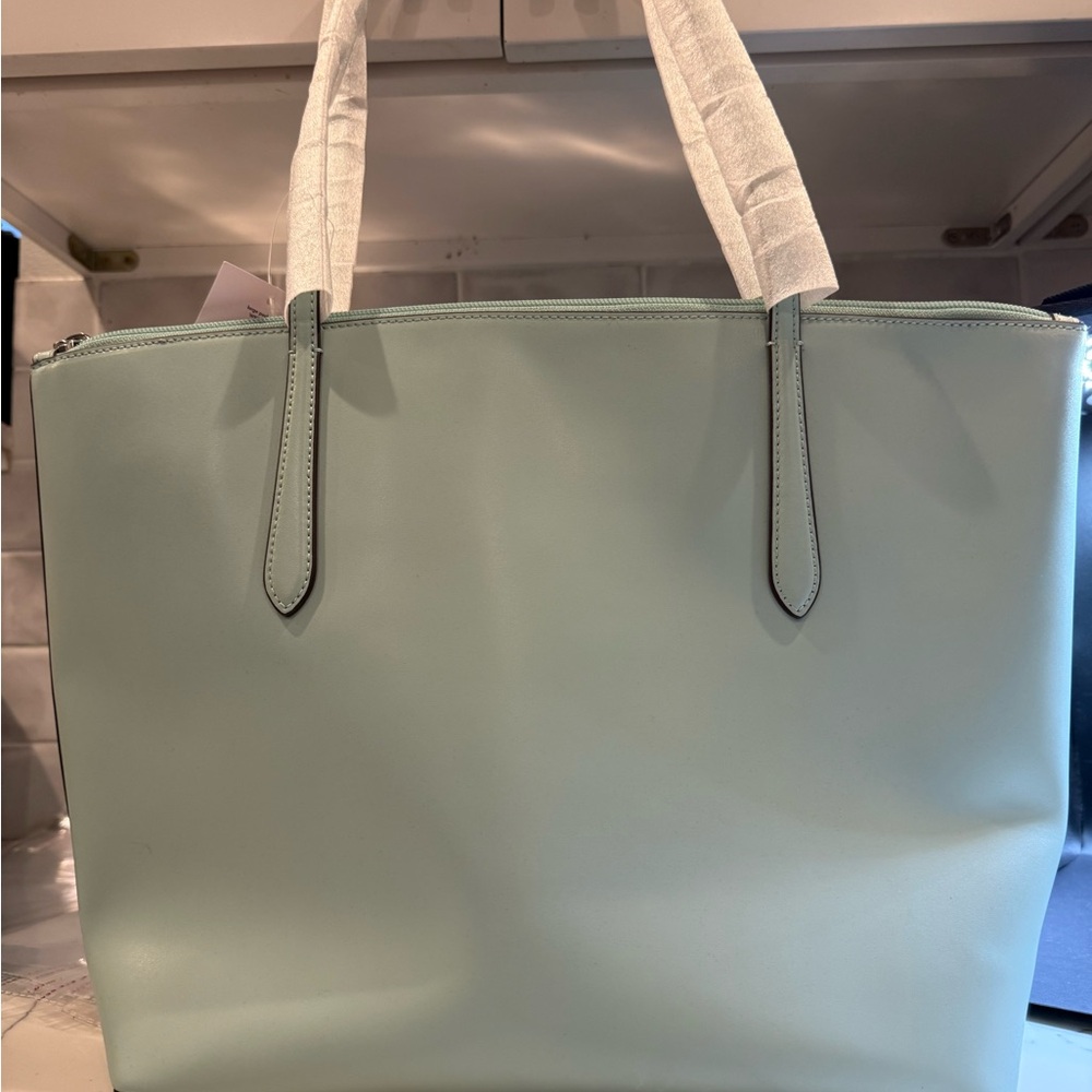 Kate Spade Light Green Tote with Cream Handles - Picture 2 of 6